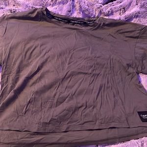 calvin klein performance army green cropped t-shirt